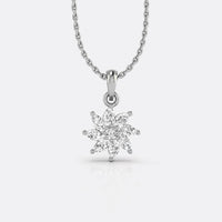 Pinwheel lab-grown diamond pendant necklace in 14k solid white gold with marquise and round cut diamonds