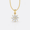 Pinwheel lab-grown diamond pendant necklace in 14k solid yellow gold with marquise and round cut diamonds