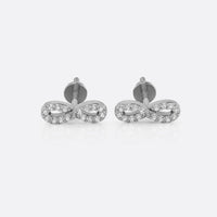 Infinity symbol lab-grown diamond stud earrings in 14k solid white gold