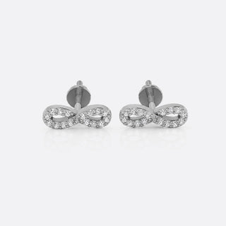 Infinity symbol lab-grown diamond stud earrings in 14k solid white gold
