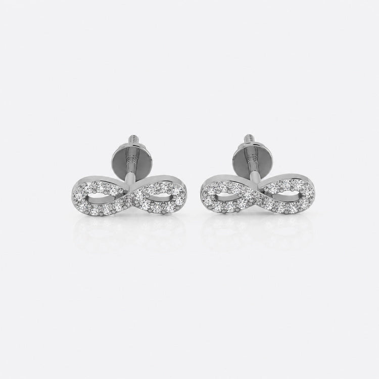 Infinity symbol lab-grown diamond stud earrings in 14k solid white gold