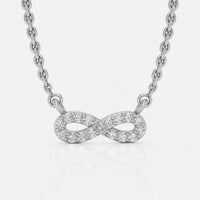 Infinity symbol lab-grown diamond pendant necklace in 14k solid white gold