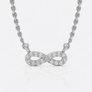 Infinity symbol lab-grown diamond pendant necklace in 14k solid white gold