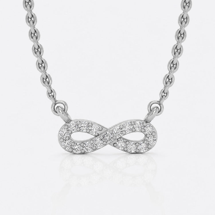 Infinity symbol lab-grown diamond pendant necklace in 14k solid white gold