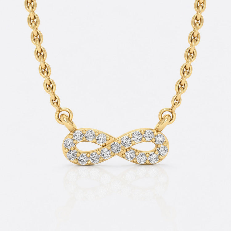 Infinity symbol lab-grown diamond pendant necklace in 14k solid yellow gold