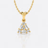 Triangle pendant necklace with baguette and round lab-grown diamonds in 14k solid yellow gold