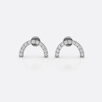Semi-circle arch lab-grown diamond stud earrings in 14k solid white gold
