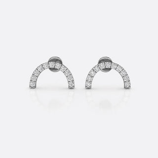 Semi-circle arch lab-grown diamond stud earrings in 14k solid white gold