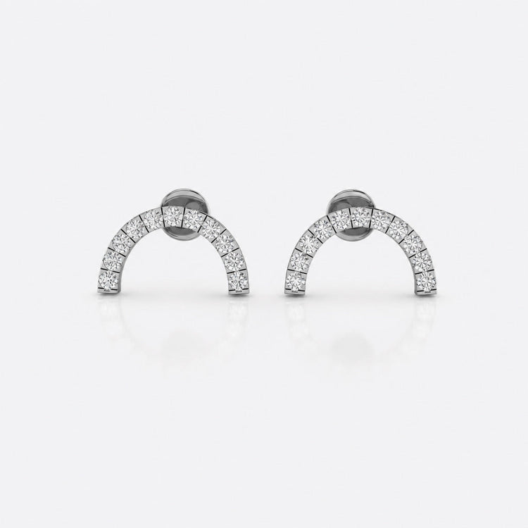 Semi-circle arch lab-grown diamond stud earrings in 14k solid white gold