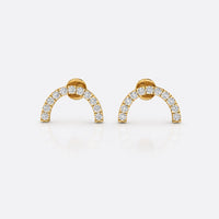 Semi-circle arch lab-grown diamond stud earrings in 14k solid yellow gold