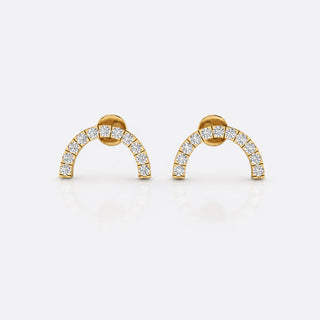 Semi-circle arch lab-grown diamond stud earrings in 14k solid yellow gold