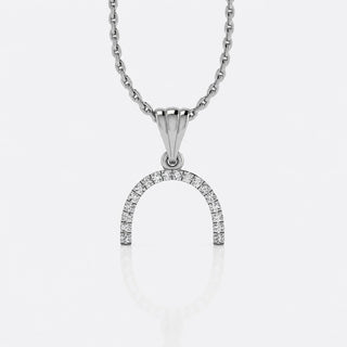 Semi-circle arch lab-grown diamond pendant necklace in 14k solid white gold