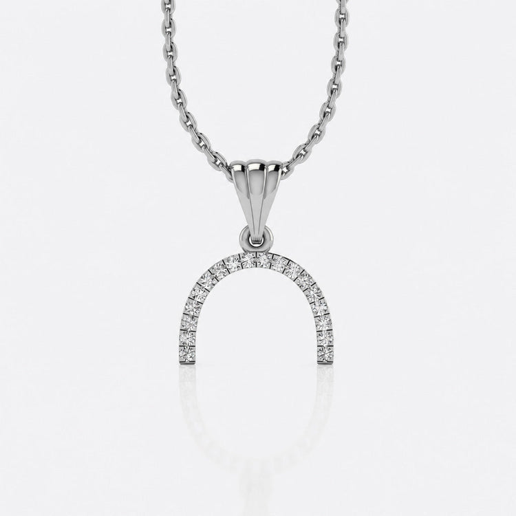 Semi-circle arch lab-grown diamond pendant necklace in 14k solid white gold