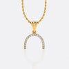 Semi-circle arch lab-grown diamond pendant necklace in 14k solid yellow gold