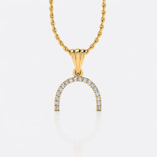 Semi-circle arch lab-grown diamond pendant necklace in 14k solid yellow gold