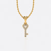 Heart-shaped key lab-grown diamond pendant necklace in 14k solid yellow gold