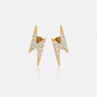 Lightning bolt lab-grown diamond stud earrings in 14k solid yellow gold