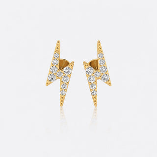 Lightning bolt lab-grown diamond stud earrings in 14k solid yellow gold