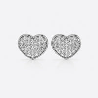 Chubby heart pave lab-grown diamond stud earrings in 14k solid white gold