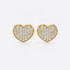Chubby heart pave lab-grown diamond stud earrings in 14k solid yellow gold