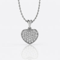 Chubby heart pave lab-grown diamond pendant necklace in 14k solid white gold