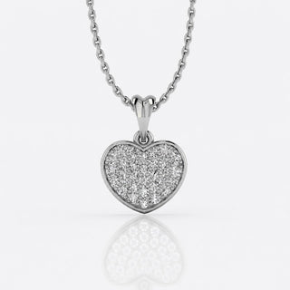 Chubby heart pave lab-grown diamond pendant necklace in 14k solid white gold