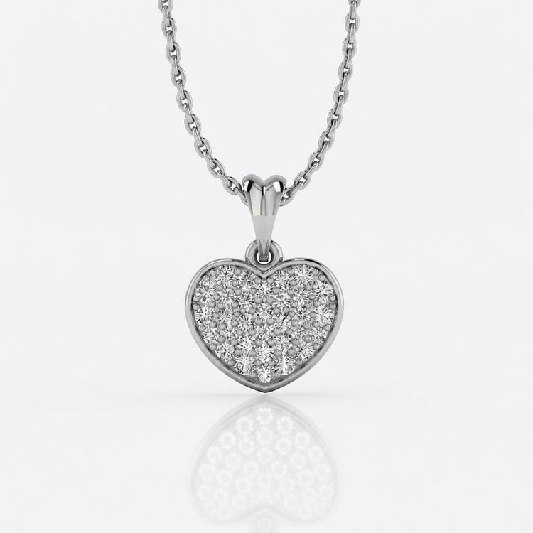 Chubby heart pave lab-grown diamond pendant necklace in 14k solid white gold