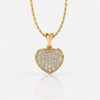 Chubby heart pave lab-grown diamond pendant necklace in 14k solid yellow gold