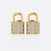 Padlock pave lab-grown diamond stud earrings in 14k solid yellow gold