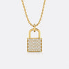 Padlock pave lab-grown diamond pendant necklace in 14k solid yellow gold
