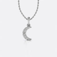 Crescent moon pave lab-grown diamond pendant necklace in 14k solid white gold