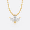 Three petal marquise cut lab-grown diamond fan pendant necklace in 14k solid yellow gold