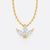 Three petal marquise cut lab-grown diamond fan pendant necklace in 14k solid yellow gold