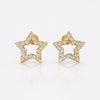 Open star lab-grown diamond stud earrings in 14k solid yellow gold