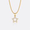 Open star lab-grown diamond pendant necklace in 14k solid yellow gold