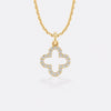 Four leaf open clover lab-grown diamond pendant necklace in 14k solid yellow gold