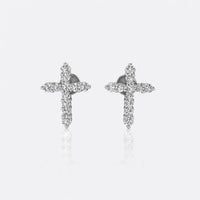 Cross lab-grown diamond stud earrings in 14k solid white gold