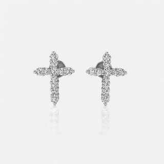 Cross lab-grown diamond stud earrings in 14k solid white gold