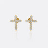 Cross lab-grown diamond stud earrings in 14k solid yellow gold