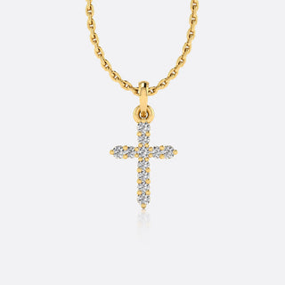 Cross lab-grown diamond pendant necklace in 14k solid yellow gold