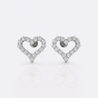 Open heart lab-grown diamond stud earrings in 14k solid white gold