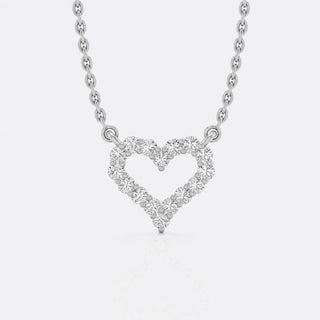 Open heart lab-grown diamond pendant necklace in 14k solid white gold
