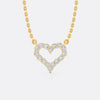 Open heart lab-grown diamond pendant necklace in 14k solid yellow gold
