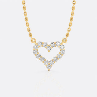 Open heart lab-grown diamond pendant necklace in 14k solid yellow gold