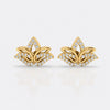 Lotus flower openwork lab-grown diamond stud earrings in 14k solid yellow gold