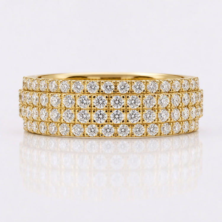 Men's Round Lab-Grown Diamond Four Row Ring 3.7 TCW