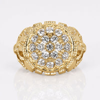 Round Brilliant Lab-Grown Diamond Cluster Signet Ring 1.9 TCW