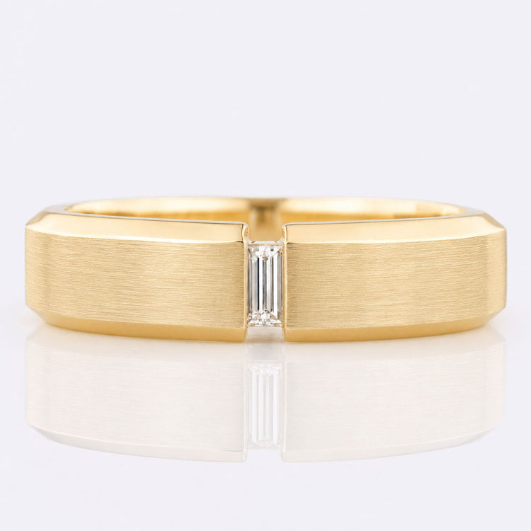 Baguette Cut Lab-Grown Diamond Tension Set Men's Ring 0.1 CT