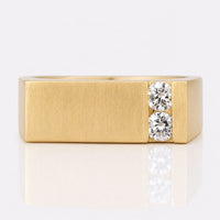 Round Cut Lab-Grown Diamond Matte Finish Signet 0.3 TCW Men's Ring