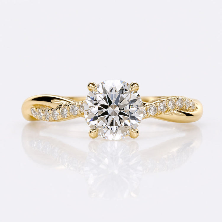 Round Cut Lab-Grown Diamond Twisted Pavé Engagement Ring – 0.5 - 2 CT